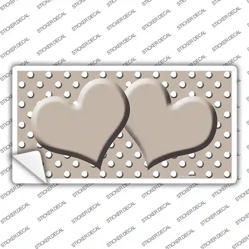 LP-4392s-S Tan White Polka Dot Center Hearts Novelty Sticker Decal, Small