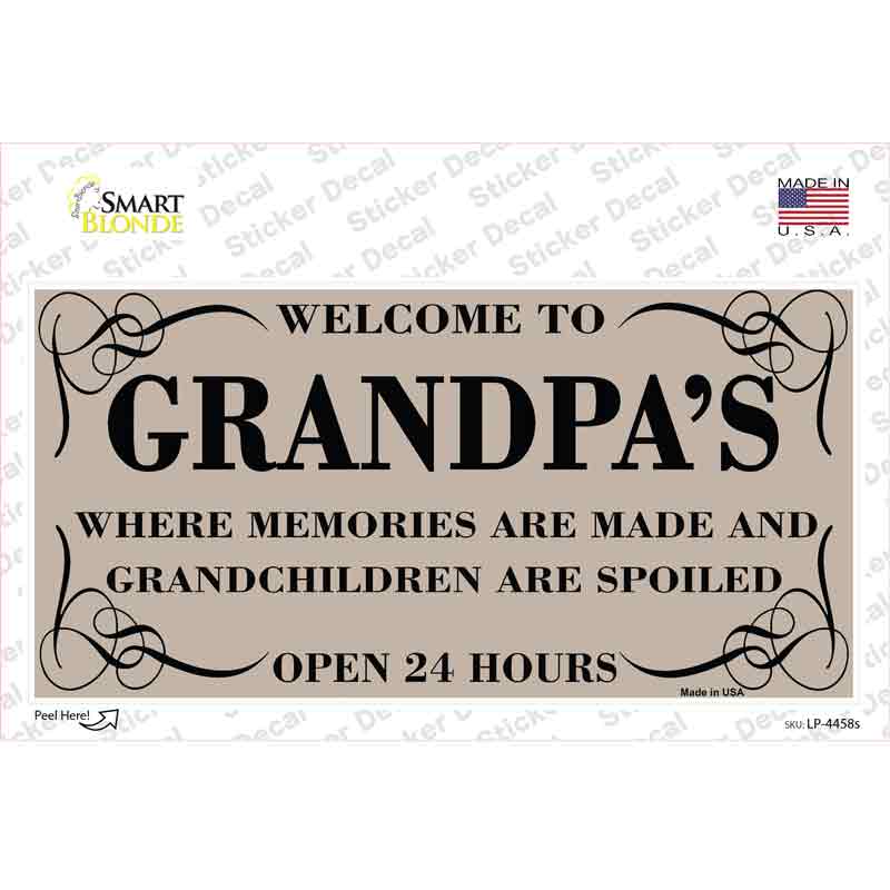 LP-4458s-M Welcome to Grandpas Novelty Sticker Decal, Medium