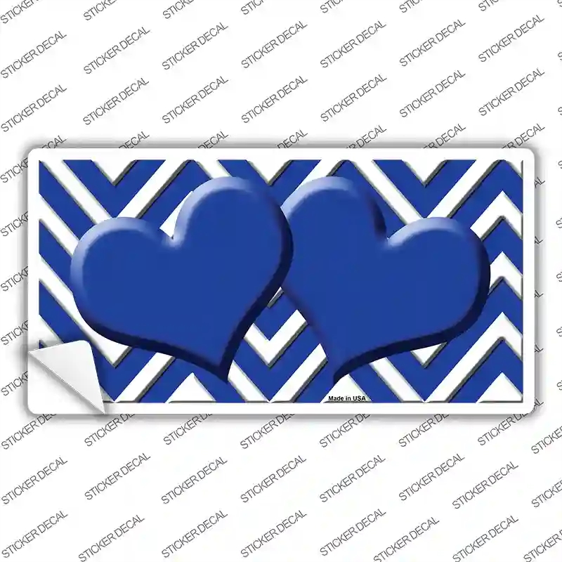 LP-4485s-XL Blue Chevron Hearts Novelty Sticker Decal, Extra Large