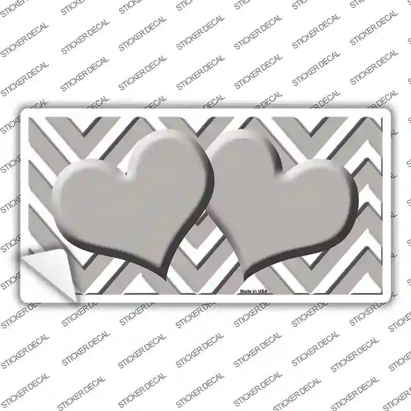 LP-4489s-S Gray White Chevron Center Hearts Novelty Sticker Decal, Small