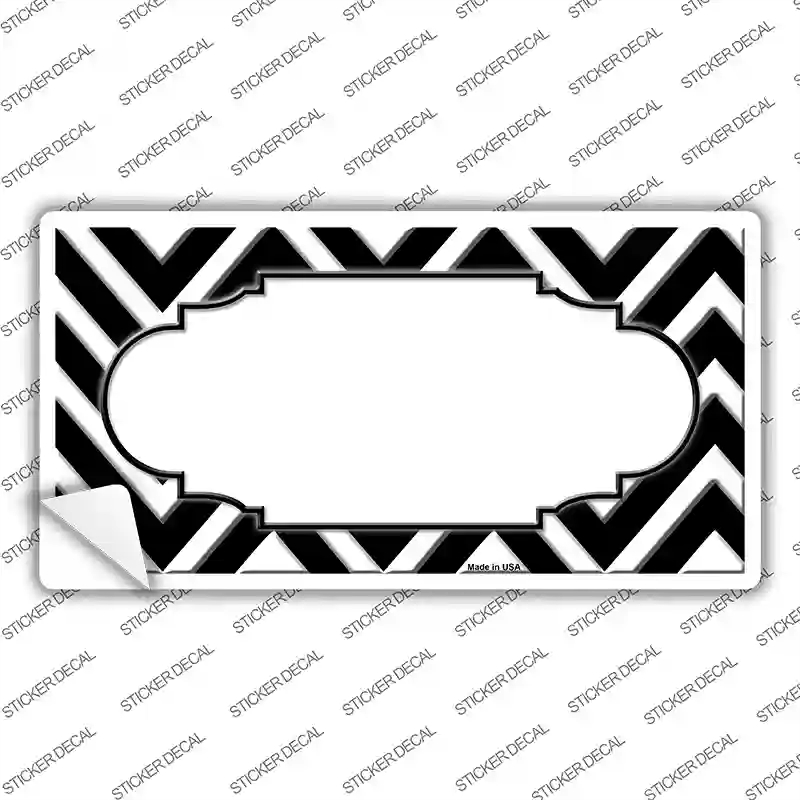 LP-4497s-S Black White Chevon Center Scallop Novelty Sticker Decal, Small
