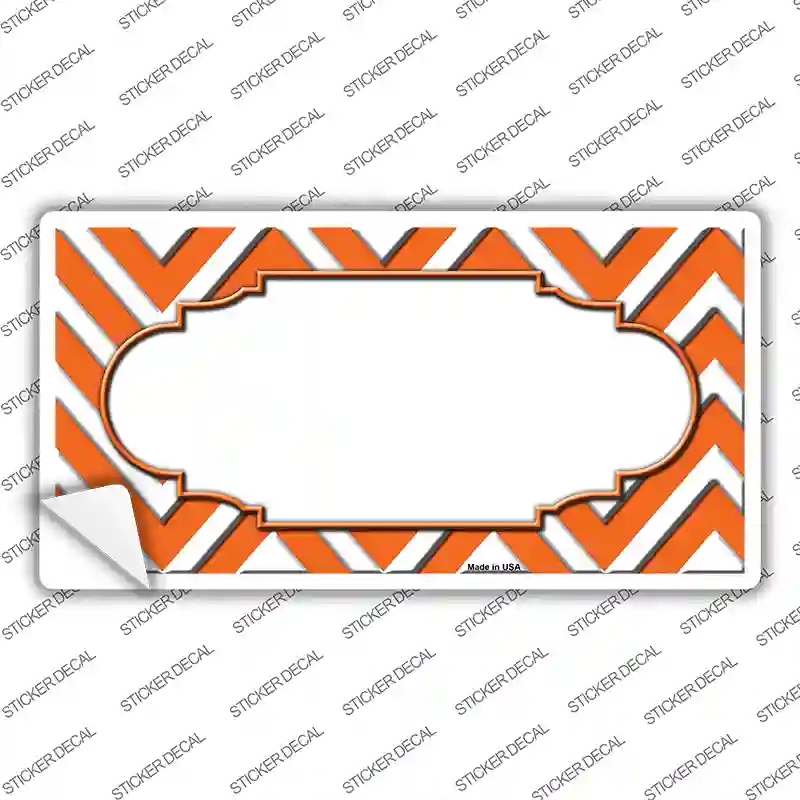 LP-4502s-S Orange White Chevron Center Scallop Novelty Sticker Decal, Small