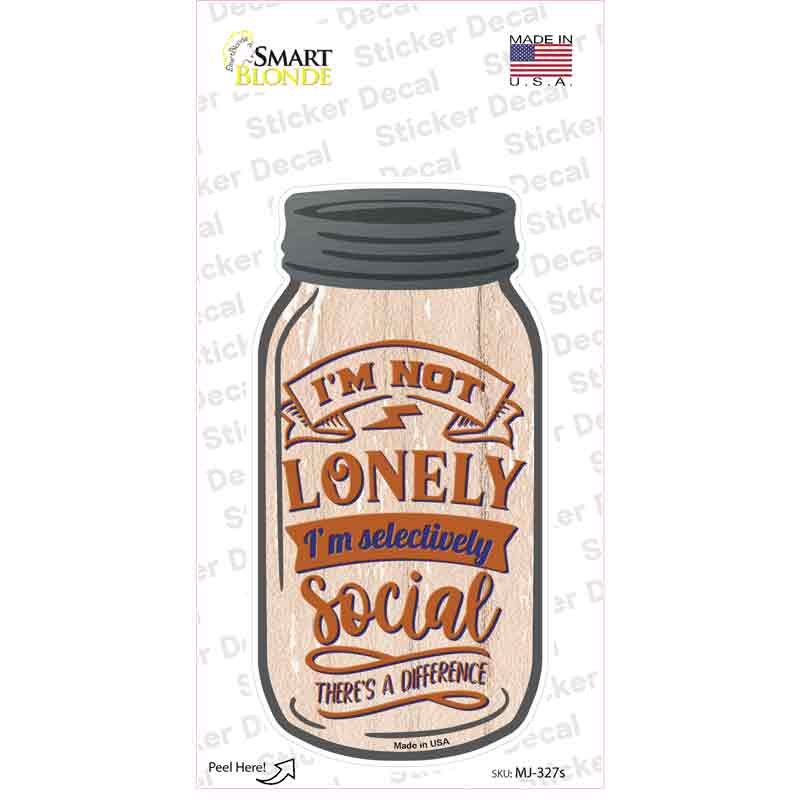 MJ-327s-M Selectively Social Novelty Mason Jar Sticker Decal, Medium