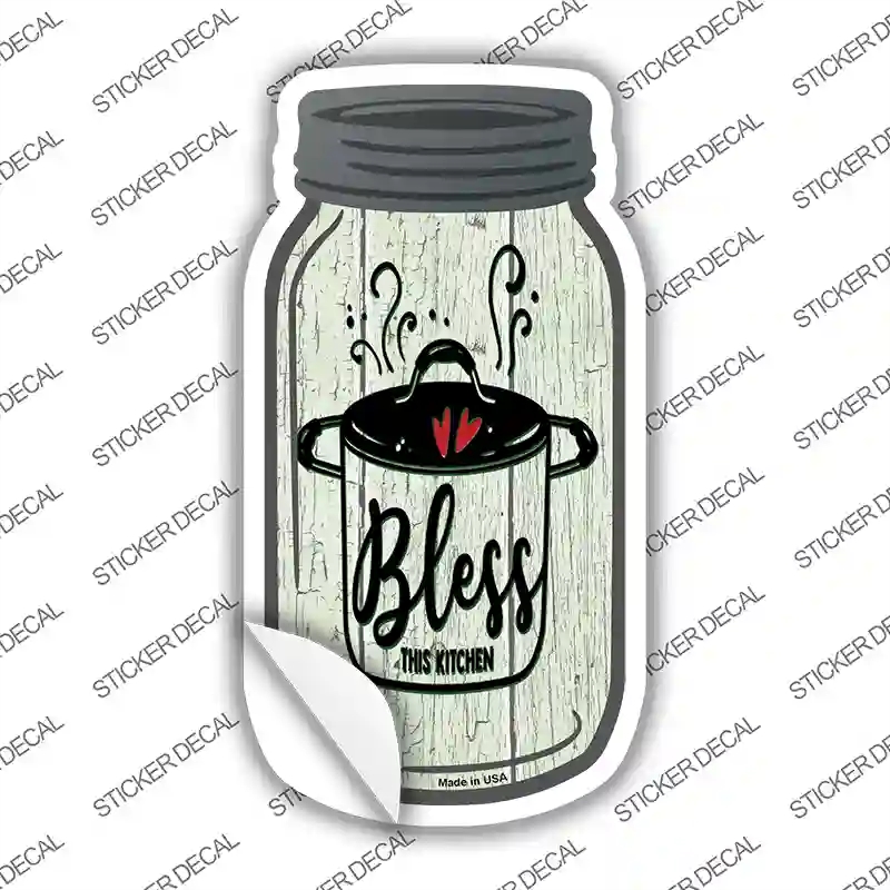 MJ-162s-S Bless Kitchen Pot Novelty Mason Jar Sticker Decal, Small