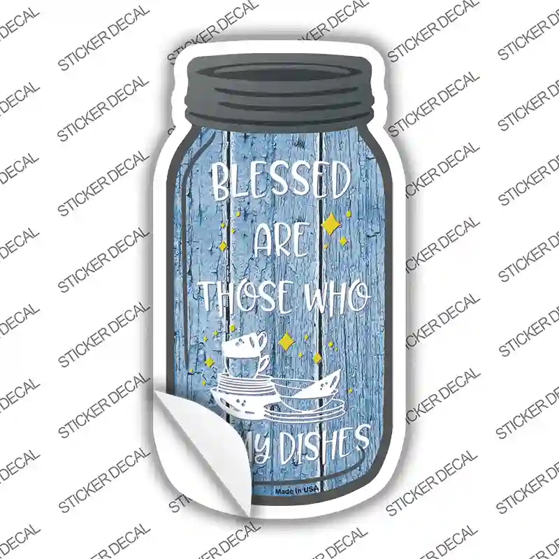 MJ-164s-S Do My Dishes Blue Novelty Mason Jar Sticker Decal, Small
