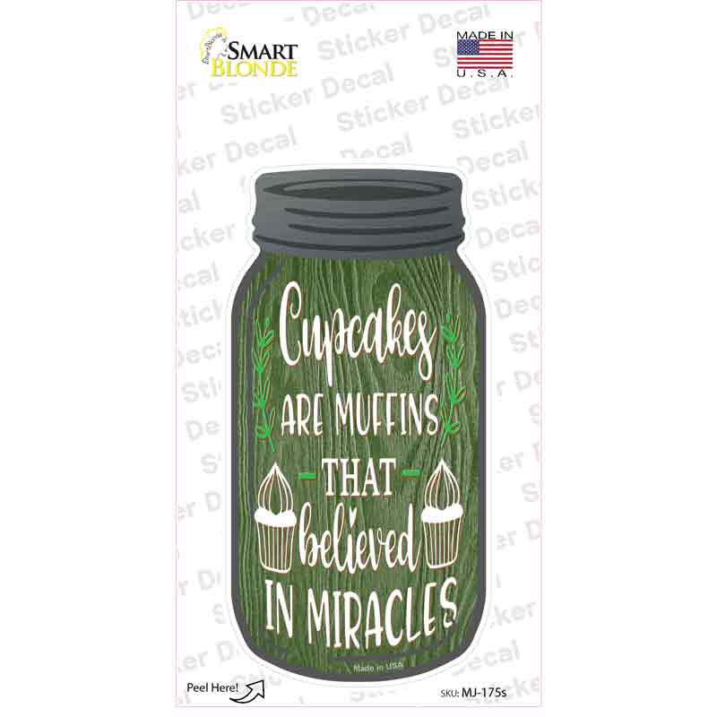 MJ-175s-M Cupcakes Miracle Muffins Novelty Mason Jar Sticker Decal, Medium