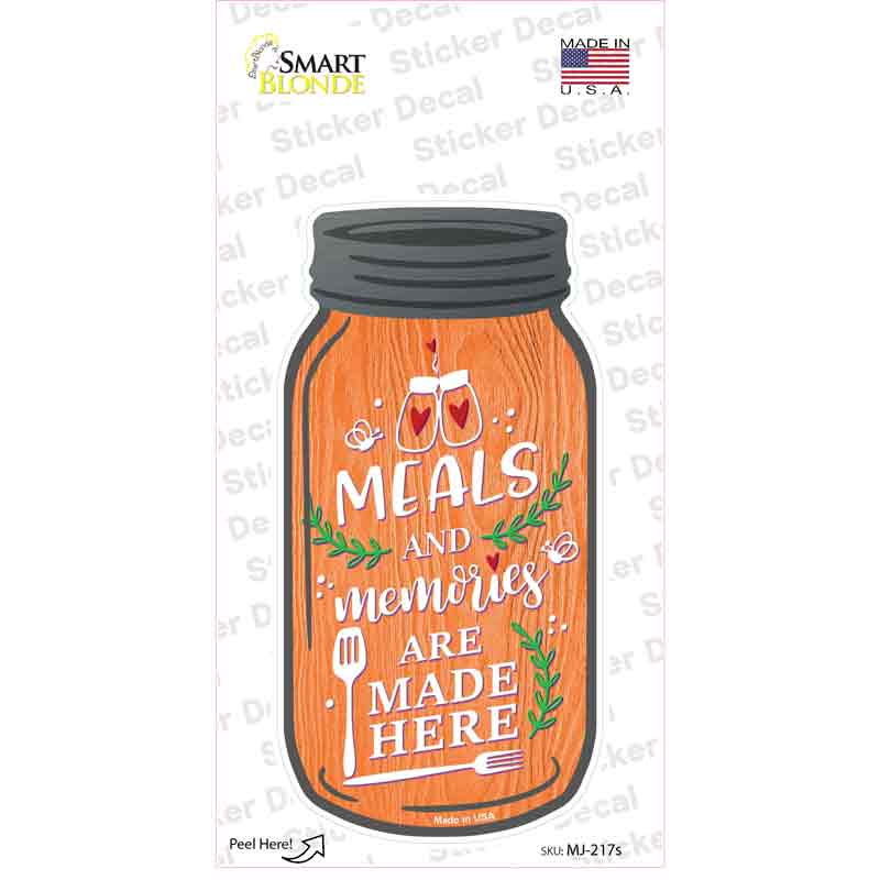 MJ-217s-M Meals & Memories Orange Novelty Mason Jar Sticker Decal, Medium
