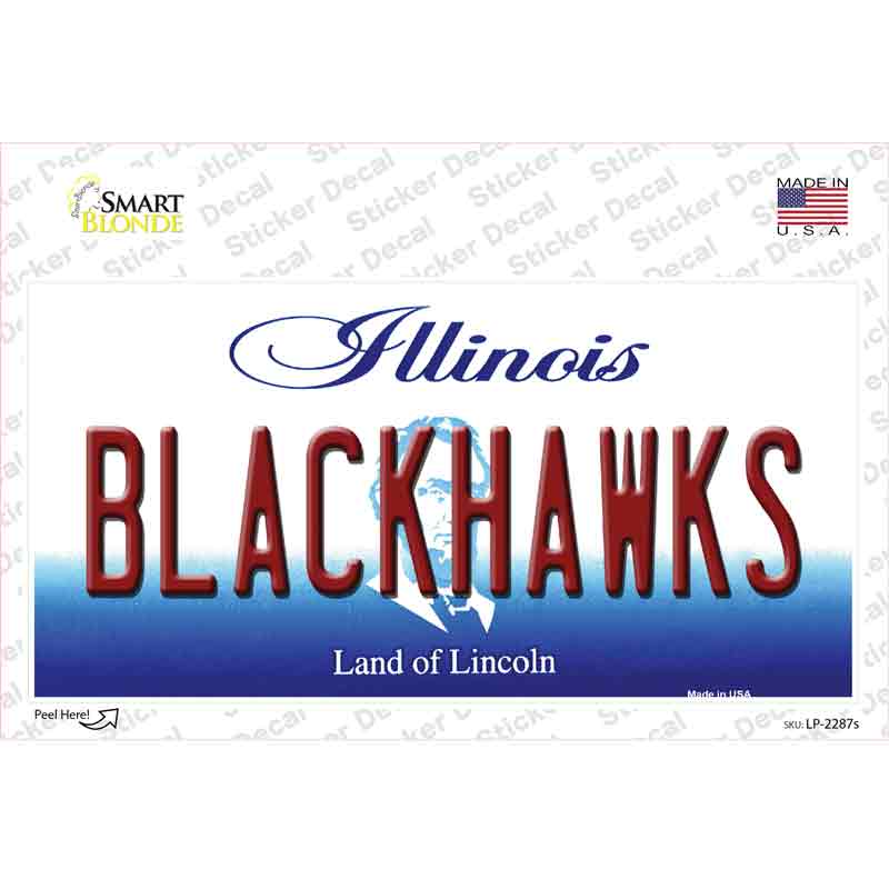 LP-2287s-M Blackhawks Illinois State Novelty Sticker Decal, Medium