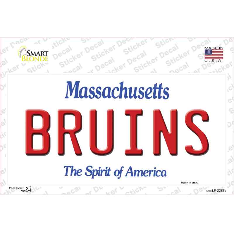 LP-2288s-M Bruins Massachusetts State Novelty Sticker Decal, Medium