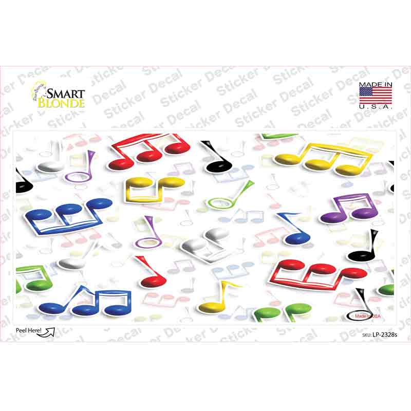 LP-2328s-M Musical Notes Multi-Color Novelty Sticker Decal, Medium