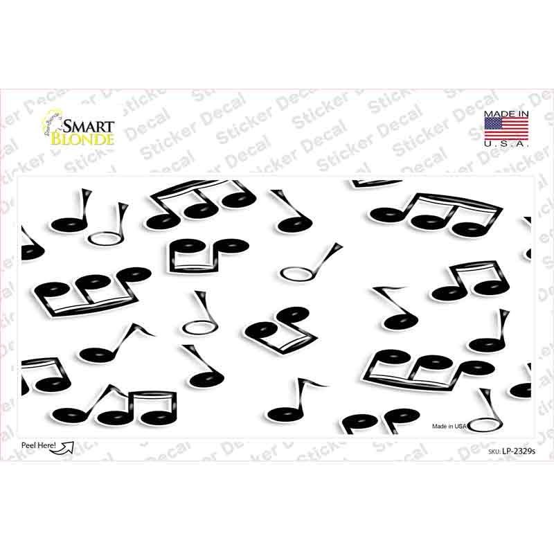 LP-2329s-M Musical Notes Black White Novelty Sticker Decal, Medium