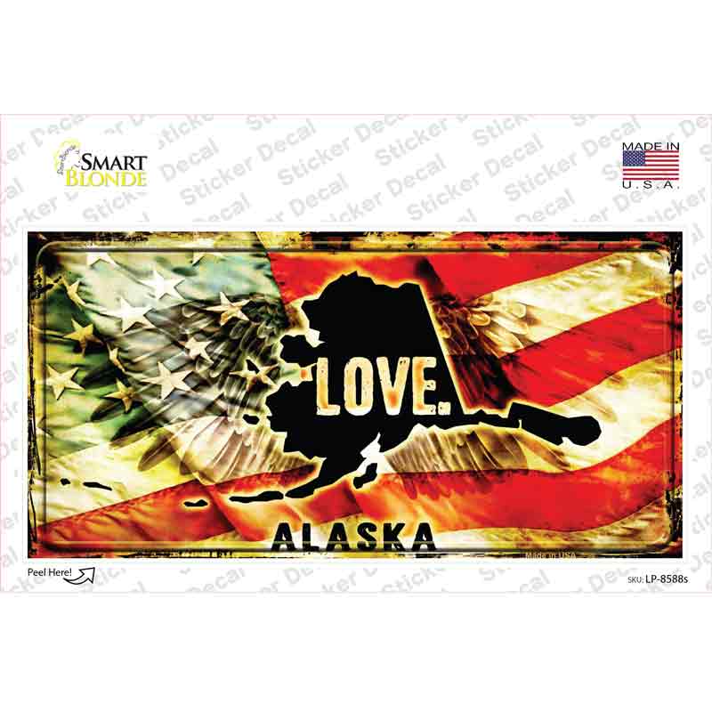 LP-8588s-M Alaska Love Novelty Sticker Decal, Medium