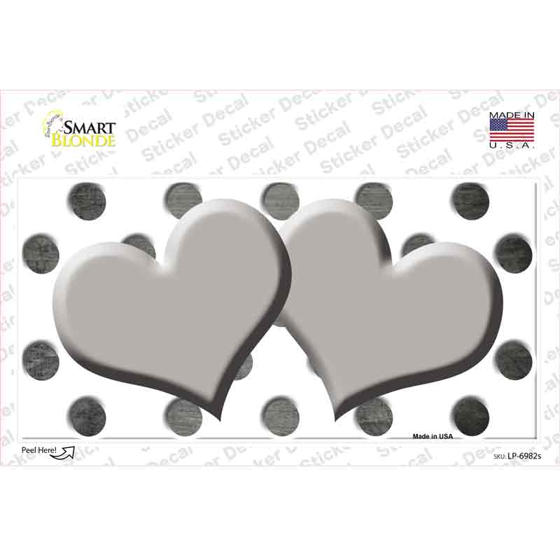 LP-6982s-M Gray White Dots Hearts Oil Rubbed Novelty Sticker Decal, Medium