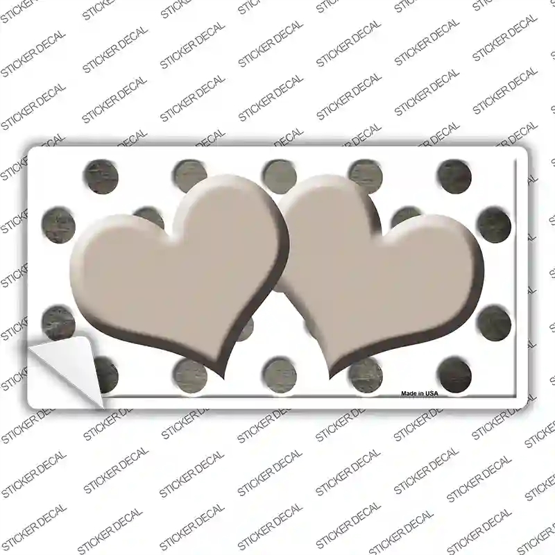 LP-6987s-S Tan White Dots Hearts Oil Rubbed Novelty Sticker Decal, Small
