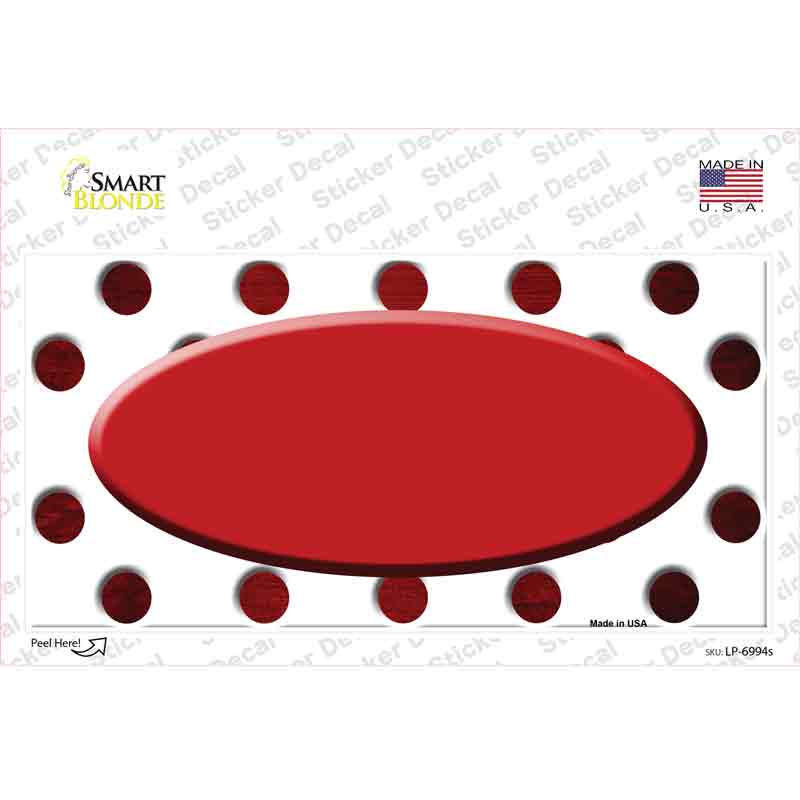 LP-6994s-M Red White Dots Oval Oil Rubbed Novelty Sticker Decal, Medium