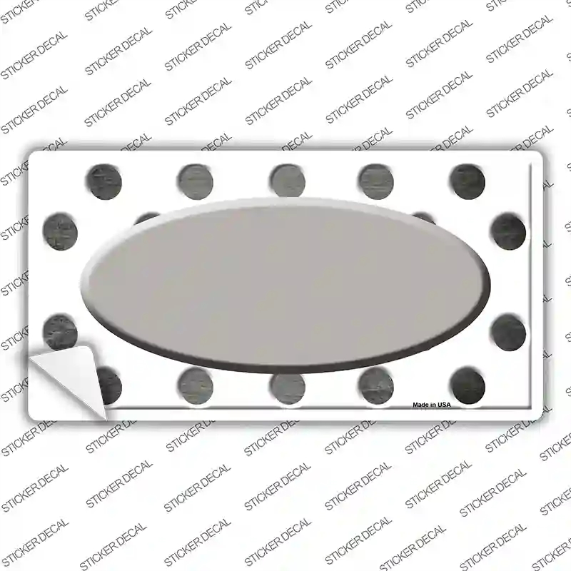 LP-6995s-S Gray White Dots Oval Oil Rubbed Novelty Sticker Decal, Small