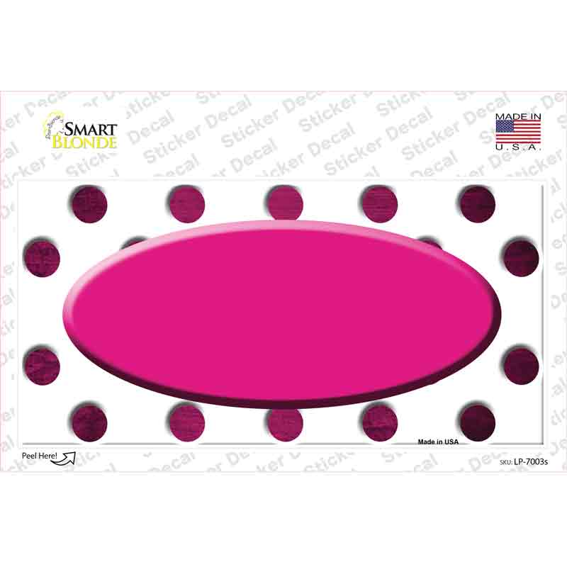 LP-7003s-M Pink White Dots Oval Oil Rubbed Novelty Sticker Decal, Medium