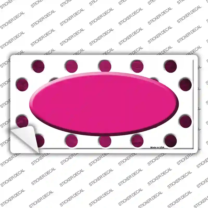 LP-7003s-S Pink White Dots Oval Oil Rubbed Novelty Sticker Decal, Small