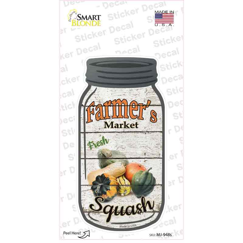 MJ-948s-M Squash Farmers Market Novelty Mason Jar Sticker Decal, Medium