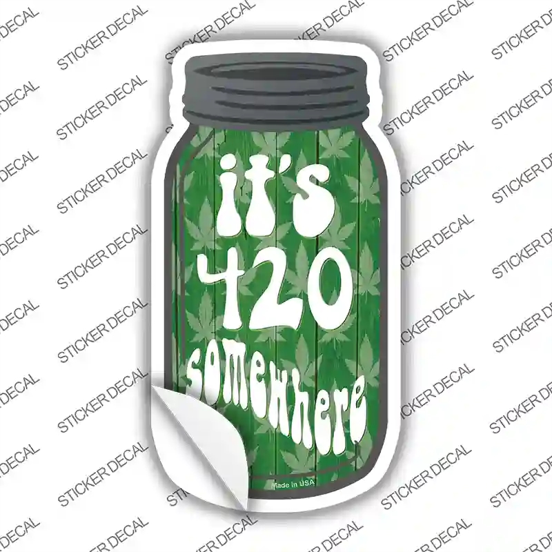 MJ-436s-S 420 Somewhere Novelty Mason Jar Sticker Decal, Small