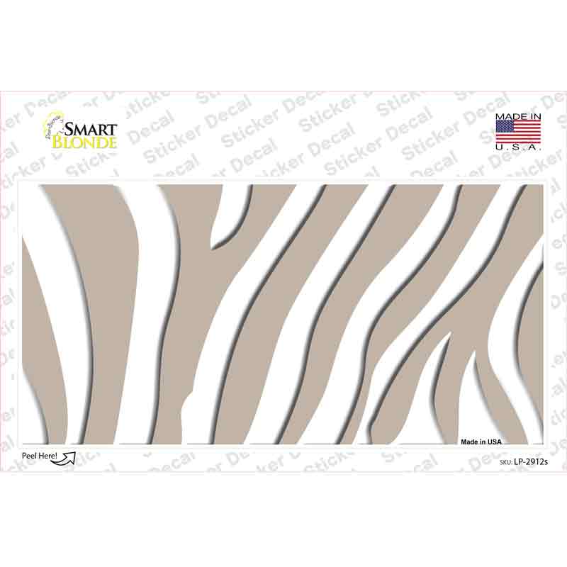 LP-2912s-M Tan White Zebra Novelty Sticker Decal, Medium
