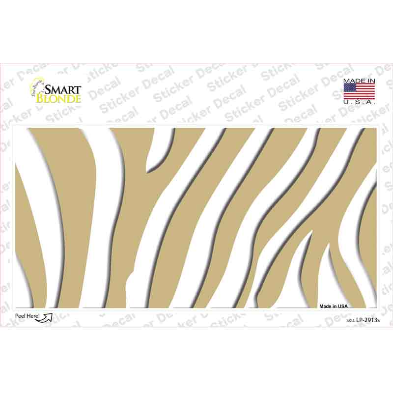 LP-2913s-M Gold White Zebra Novelty Sticker Decal, Medium
