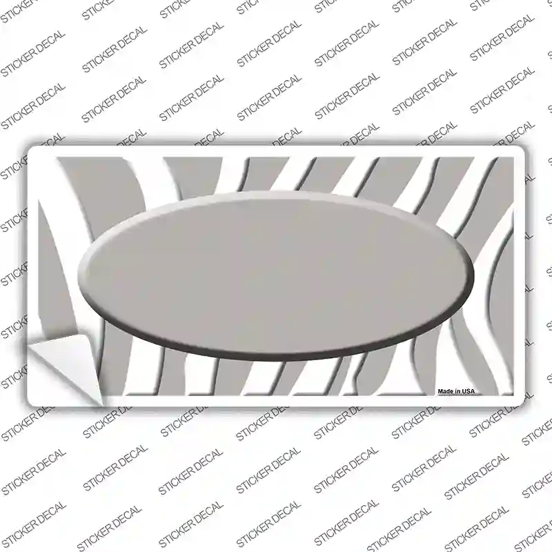 LP-2917s-L Gray White Zebra Center Oval Novelty Sticker Decal, Large