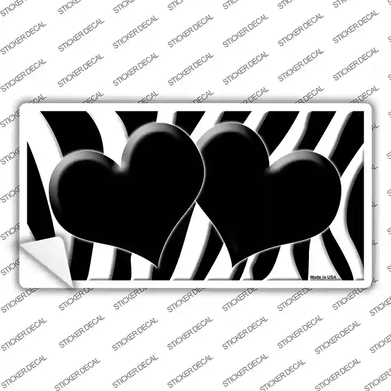 LP-2925s-L Black White Zebra Centered Hearts Novelty Sticker Decal, Large