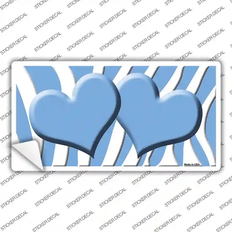 LP-2936s-S Light Blue White Zebra Centered Hearts Novelty Sticker Decal, Small