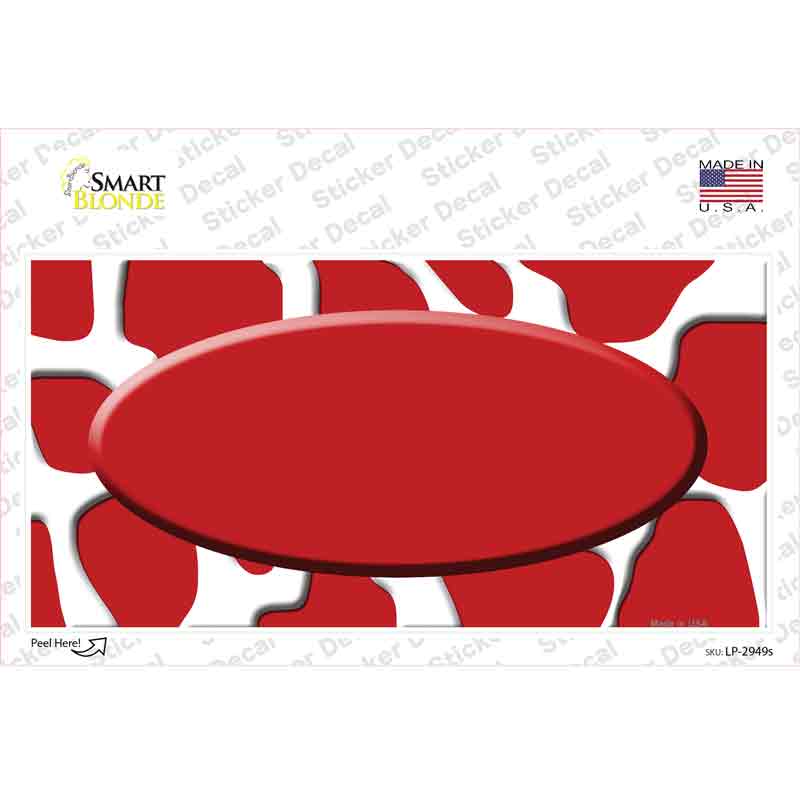 LP-2949s-M Red White Giraffe Center Oval Novelty Sticker Decal, Medium