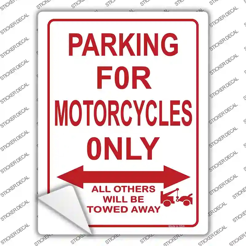 P-007s-L Motorcycle Only Novelty Rectangle Sticker Decal, Large
