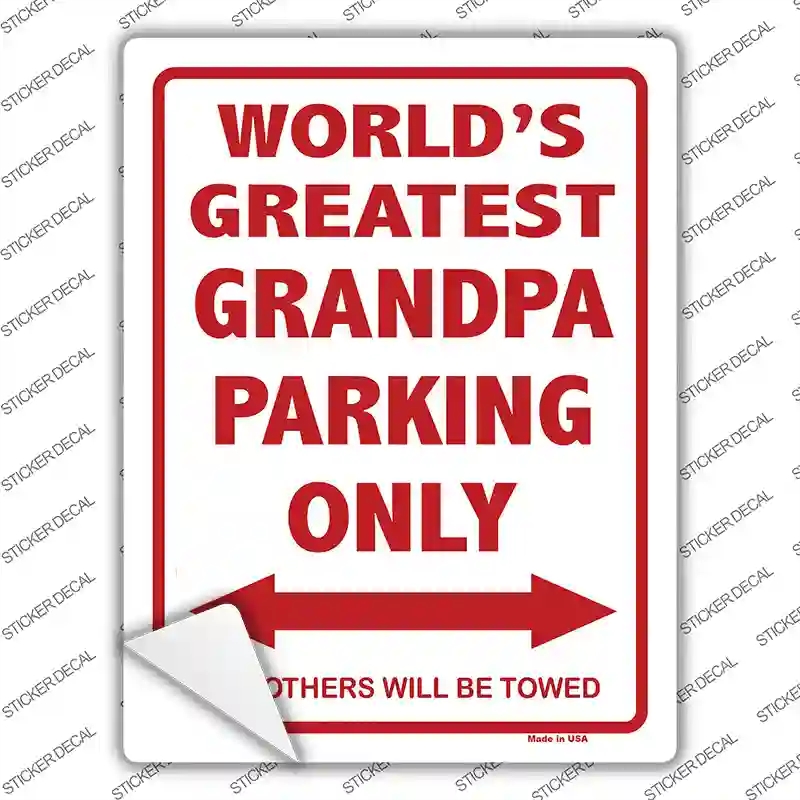 P-018s-L Worlds Greatest Grandpa Novelty Rectangle Sticker Decal, Large