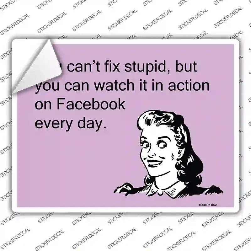 P-1004s-L You Cant Fix Stupid Novelty Rectangle Sticker Decal, Large