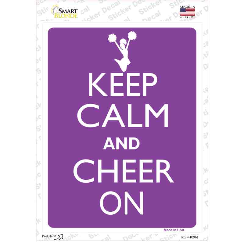 P-1096s-M Keep Calm Cheer on Novelty Rectangle Sticker Decal, Medium
