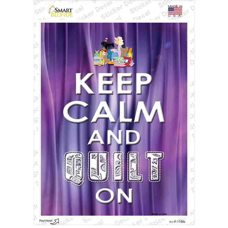 P-1100s-M Keep Calm Quilt on Novelty Rectangle Sticker Decal, Medium