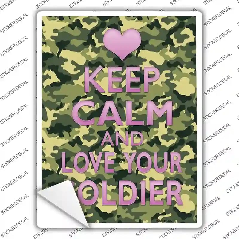 P-1163s-S Keep Calm Love Your Soldier Novelty Rectangle Sticker Decal, Small