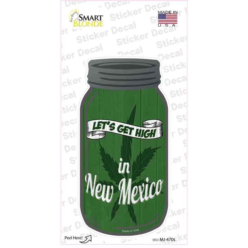 MJ-470s-M Get High   Mexico Green Novelty Mason Jar Sticker Decal, Medium