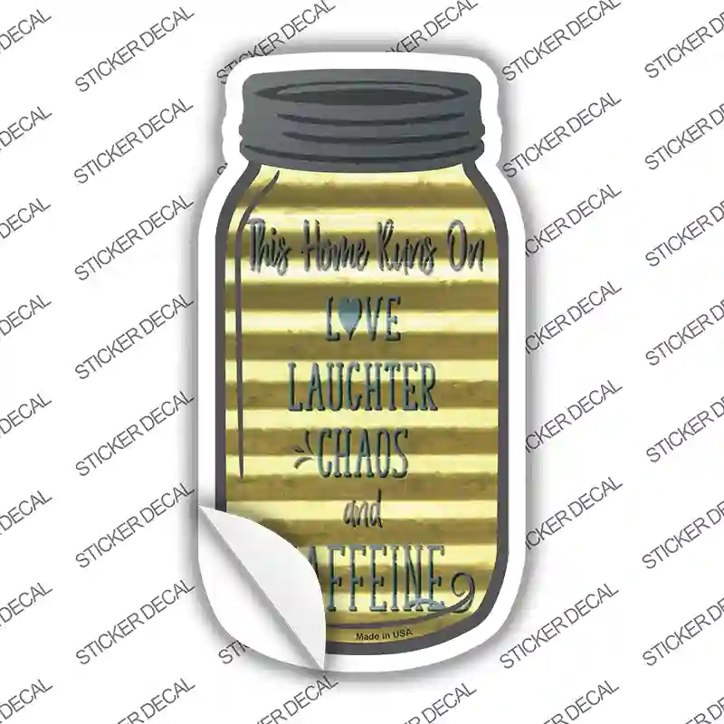 MJ-494s-S This Home Runs on Corrugated Novelty Mason Jar Sticker Decal, Small