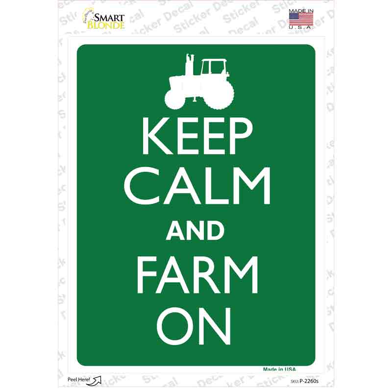 P-2260s-M Keep Calm Farm on Novelty Rectangle Sticker Decal, Medium