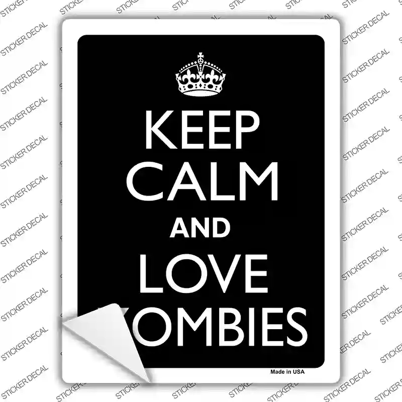 P-2264s-S Keep Calm Love Zombies Novelty Rectangle Sticker Decal, Small