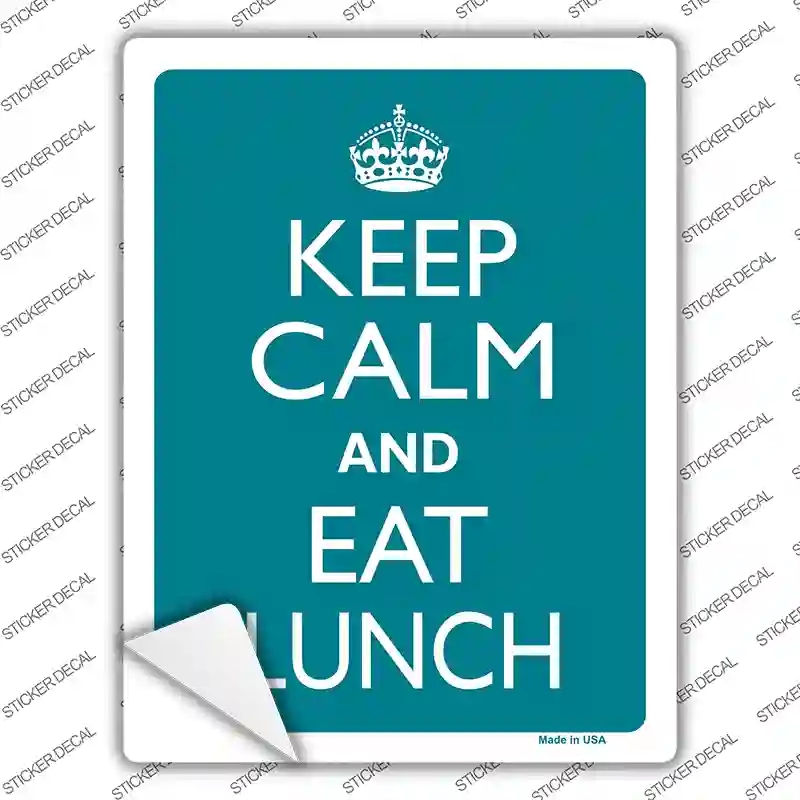 P-2268s-S Keep Calm Eat Lunch Novelty Rectangle Sticker Decal, Small