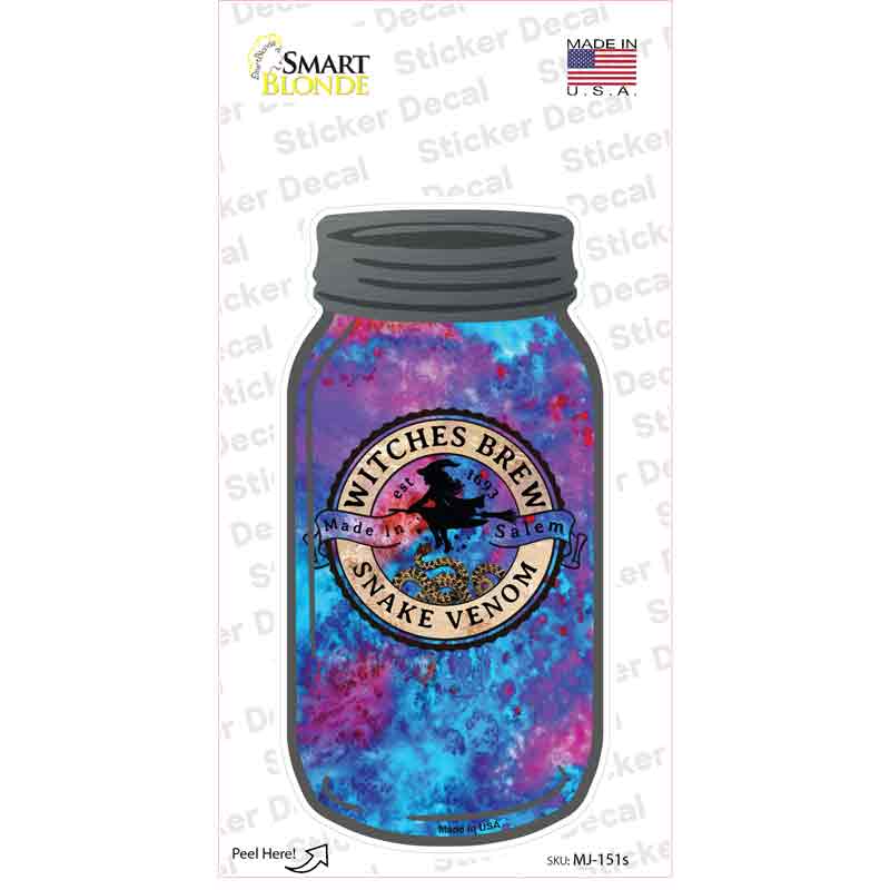 MJ-151s-M Snake Venom Purple Blue Novelty Mason Jar Sticker Decal, Medium
