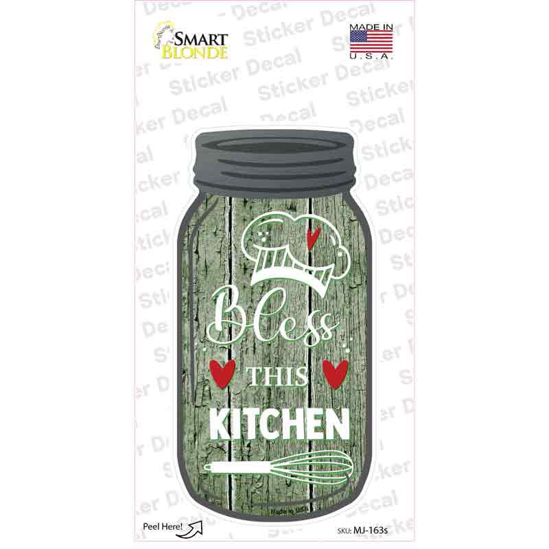 MJ-163s-M Bless Kitchen Green Novelty Mason Jar Sticker Decal, Medium