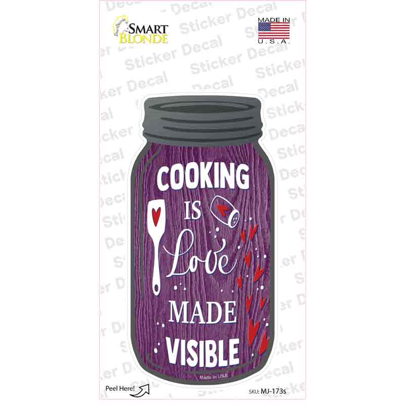 MJ-173s-M Cooking Visible Love Novelty Mason Jar Sticker Decal, Medium