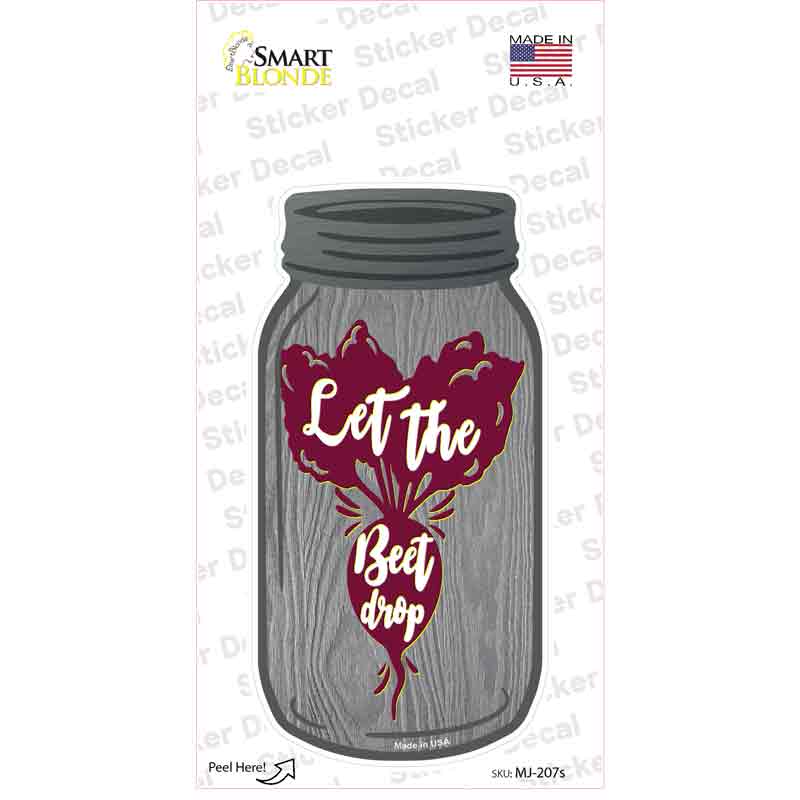 MJ-207s-M Let the Beet Drop Novelty Mason Jar Sticker Decal, Medium