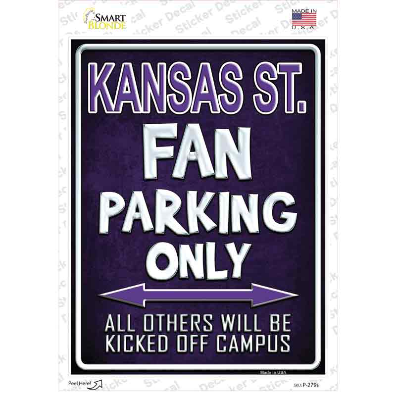 P-279s-M Kansas State Novelty Rectangle Sticker Decal, Medium