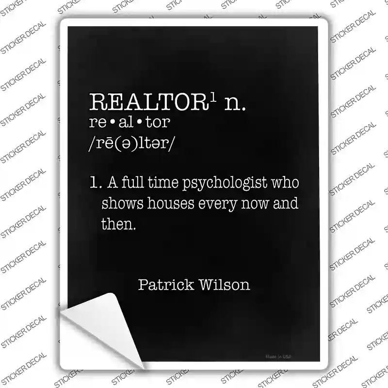 P-3005s-L Realtor Full Time Psychologist Novelty Rectangular Sticker Decal, Large