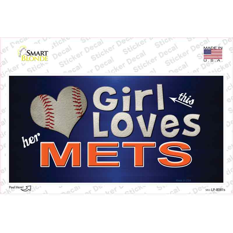 LP-8081s-M This Girl Loves Her Mets Novelty Sticker Decal, Medium