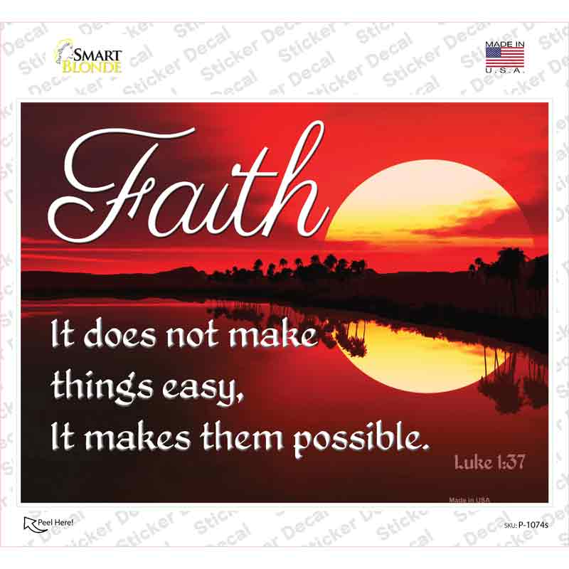 P-1074s-M Faith Novelty Rectangle Sticker Decal, Medium