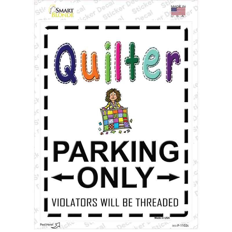 P-1102s-M Quilter Only Threaded Novelty Rectangle Sticker Decal, Medium